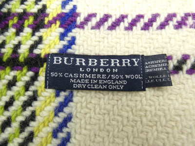 Burberry Cashmere and Wool Plaid Scarf/Shawl - Large 15" x 86" Scarf Burberry