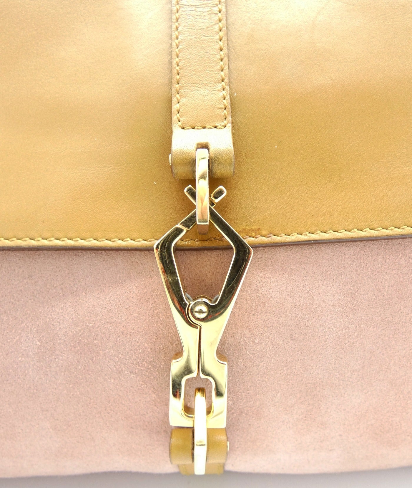 Gucci Pink Suede and Tan Vintage Bamboo Jackie Bag Bag Gucci