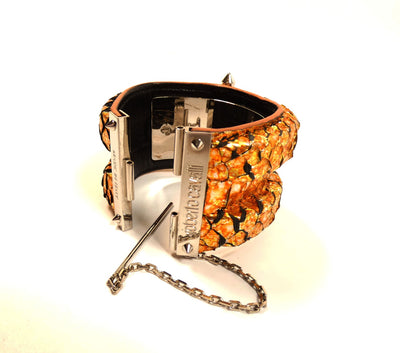 Roberto Cavalli Python Wide Metallic Cuff Bracelet Roberto Cavalli