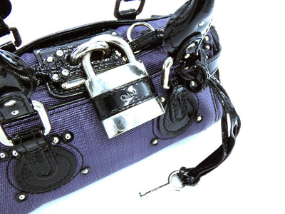 Chloe Lilac and Black Patent Leather Mini Paddington Bag