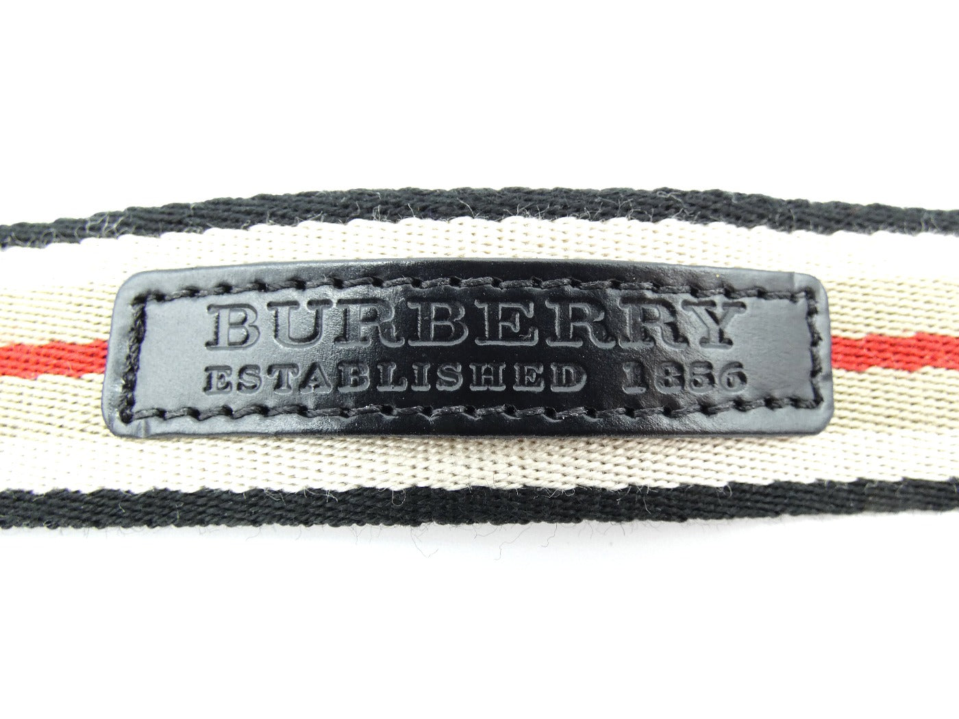 Burberry Black Leather and Striped Canvas Belt Belt Burberry