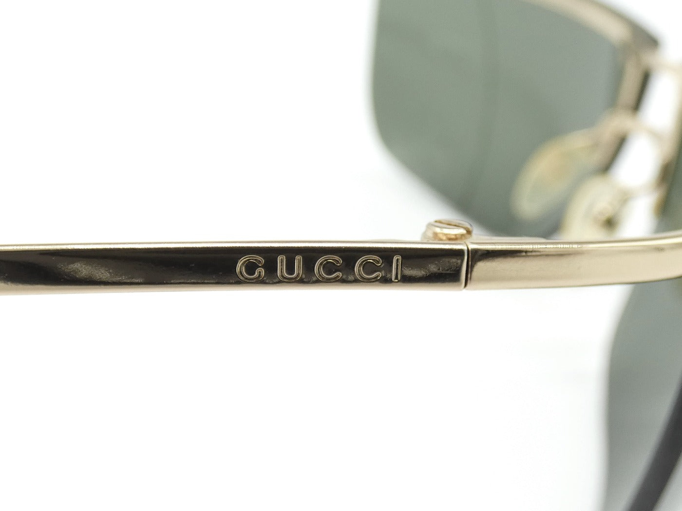 Gucci Vintage Gold Metal Rimless Sunglasses GG2652/S