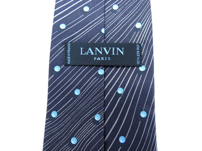 Lanvin Blue Dot and Stripe Graphic Silk Tie