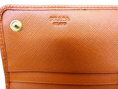 Prada Vintage Orange Saffiano Fiocco Bow Long Wallet