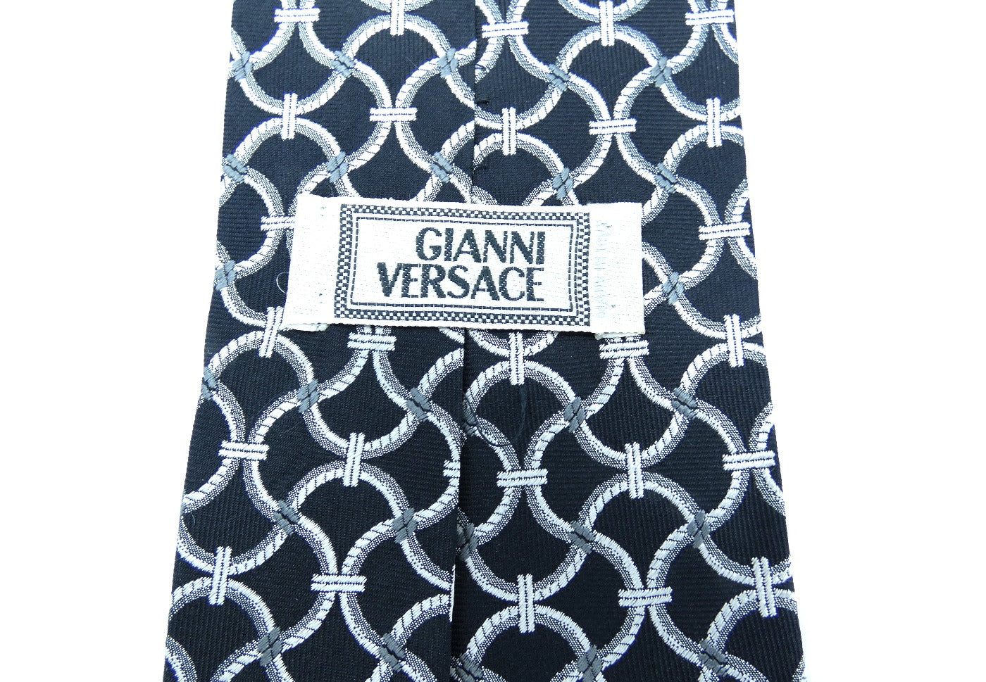 Gianni Versace Graphic Black and White Silk Tie