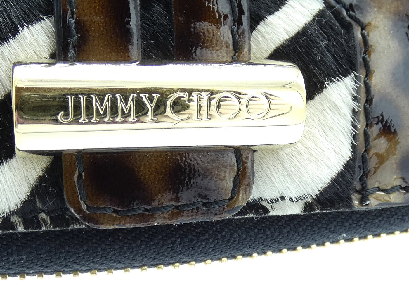 Jimmy Choo Leopard Patent Leather Zippy Wallet