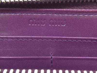 Miu Miu Purple Caiman Crocodile Continental Bow Wallet