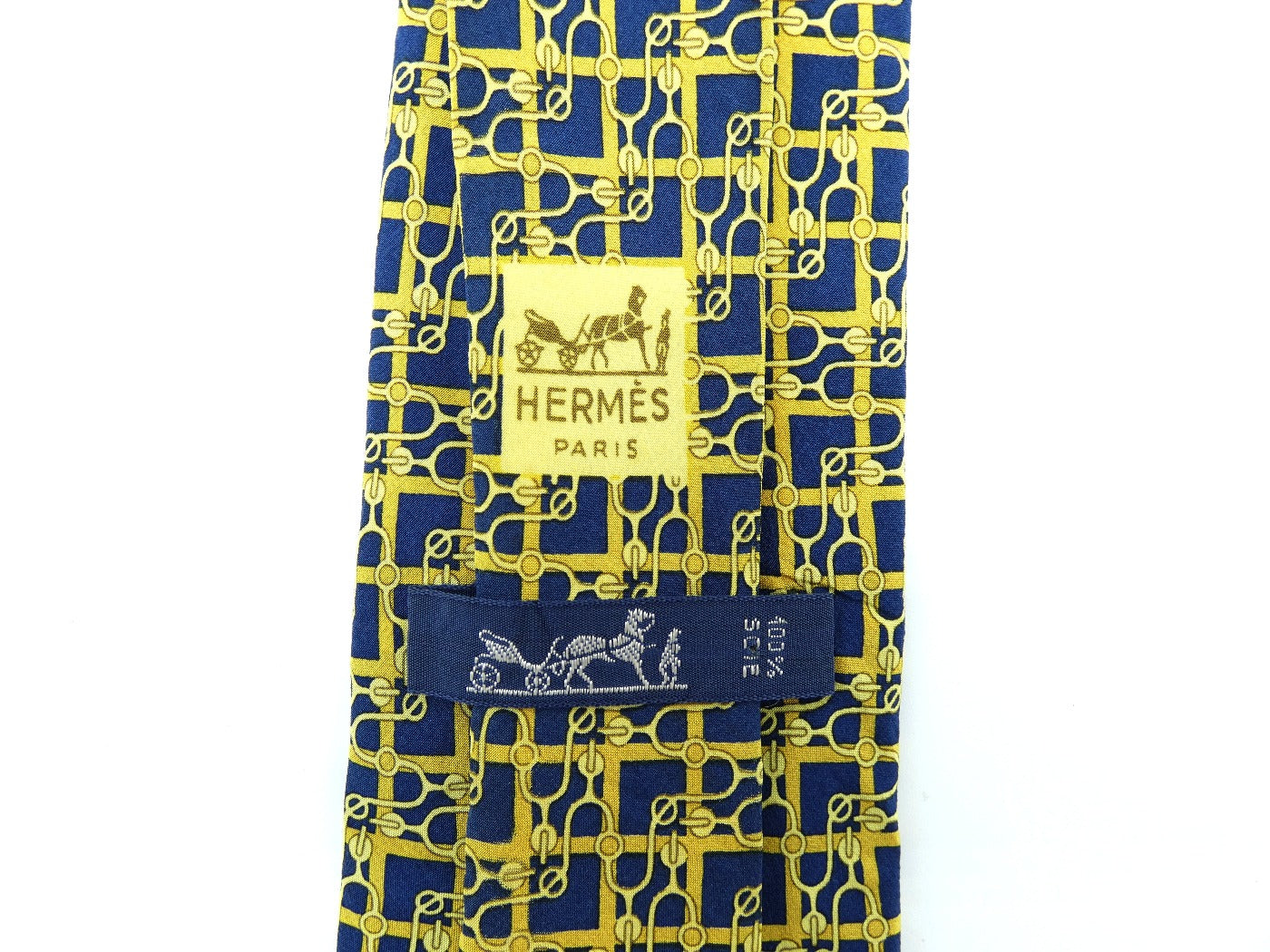 Hermès Blue and Gold Abstract Graphic Silk Tie Ties Hermès