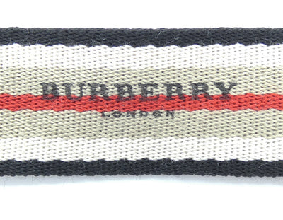 Burberry Black Leather and Striped Canvas Belt Belt Burberry
