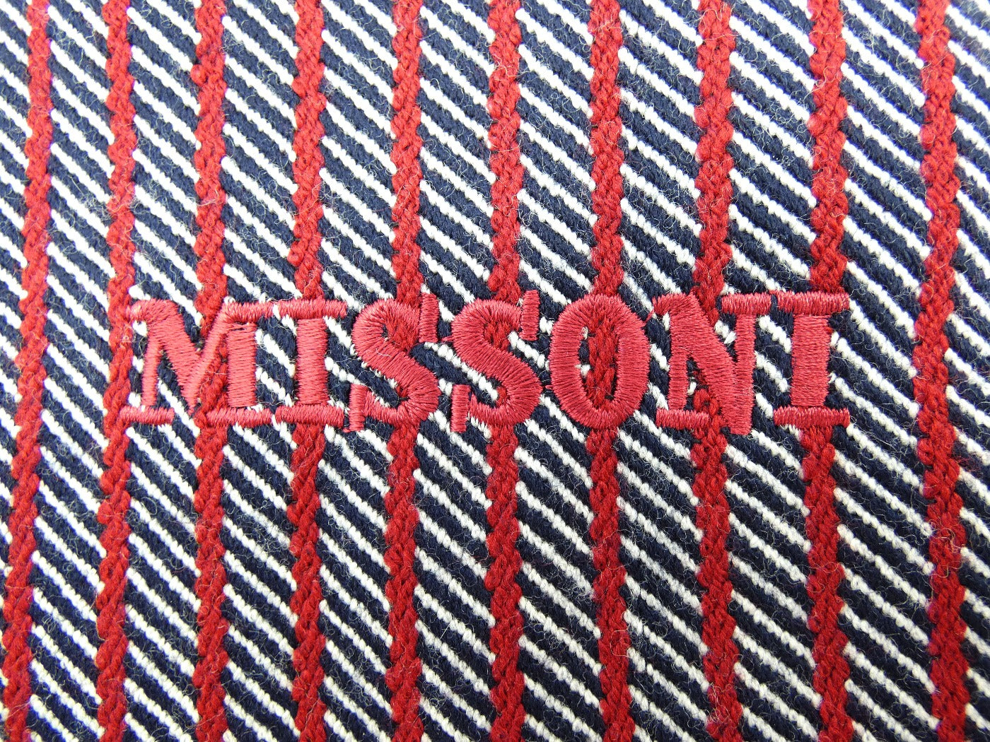 Missoni Red, White and Black Pinstripe Wool Scarf