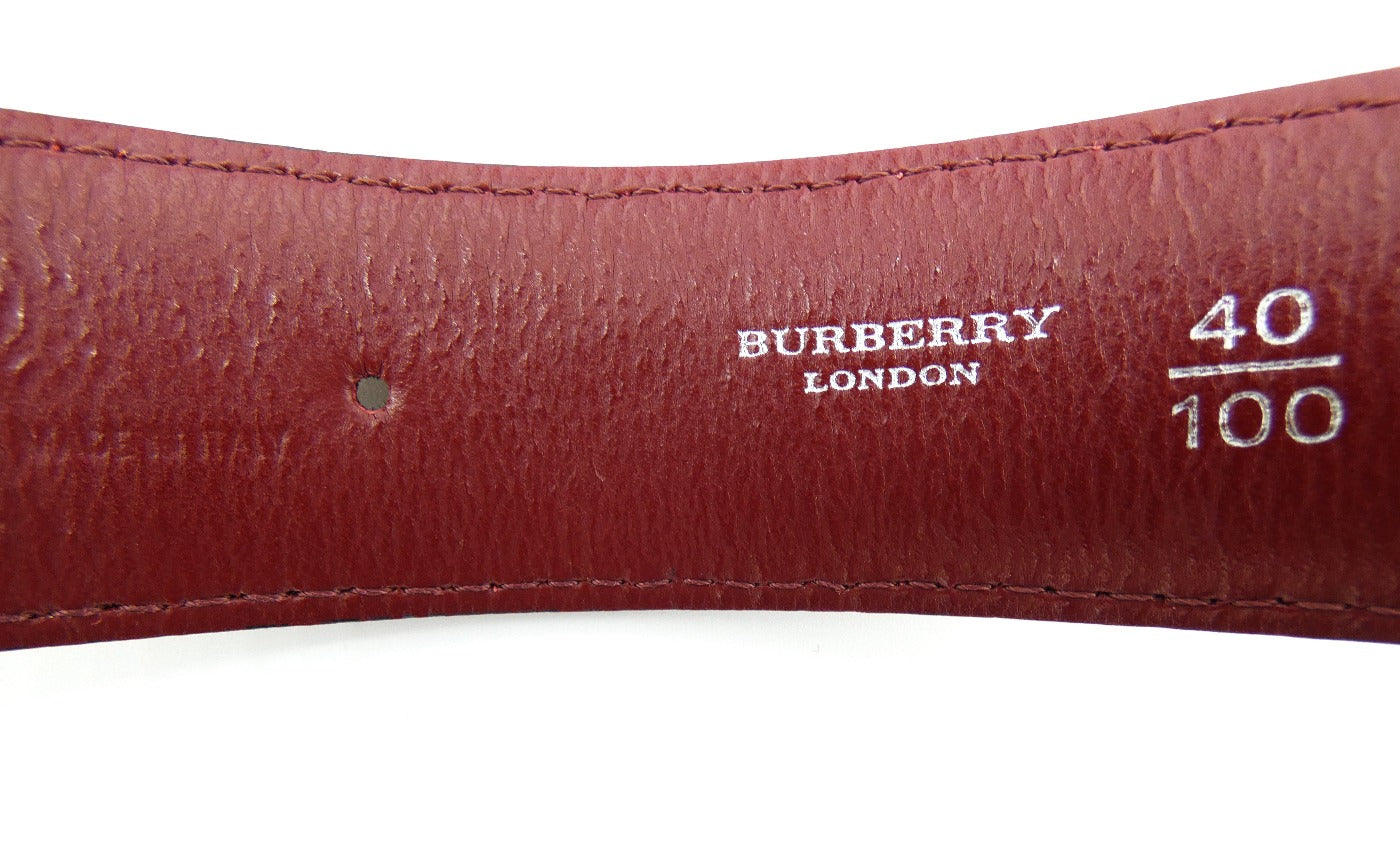 Burberry Authentic Reversible London Blue & Black Plaid Leather Belt 32-80