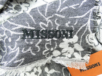 Missoni Grey Floral Tone on Tone Wide Wool Scarf Scarf Missoni