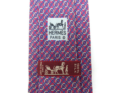 Hermès Bordeaux Blue and White Graphic Silk Tie Ties Hermès