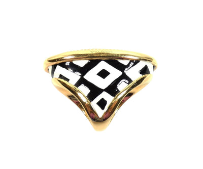 Tom Ford Black and White Enamel Cocktail Ring