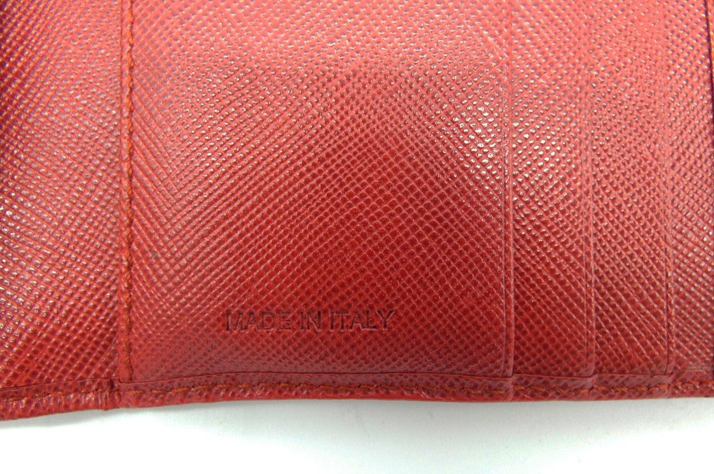 Prada Red Saffiano Flap Compact Wallet