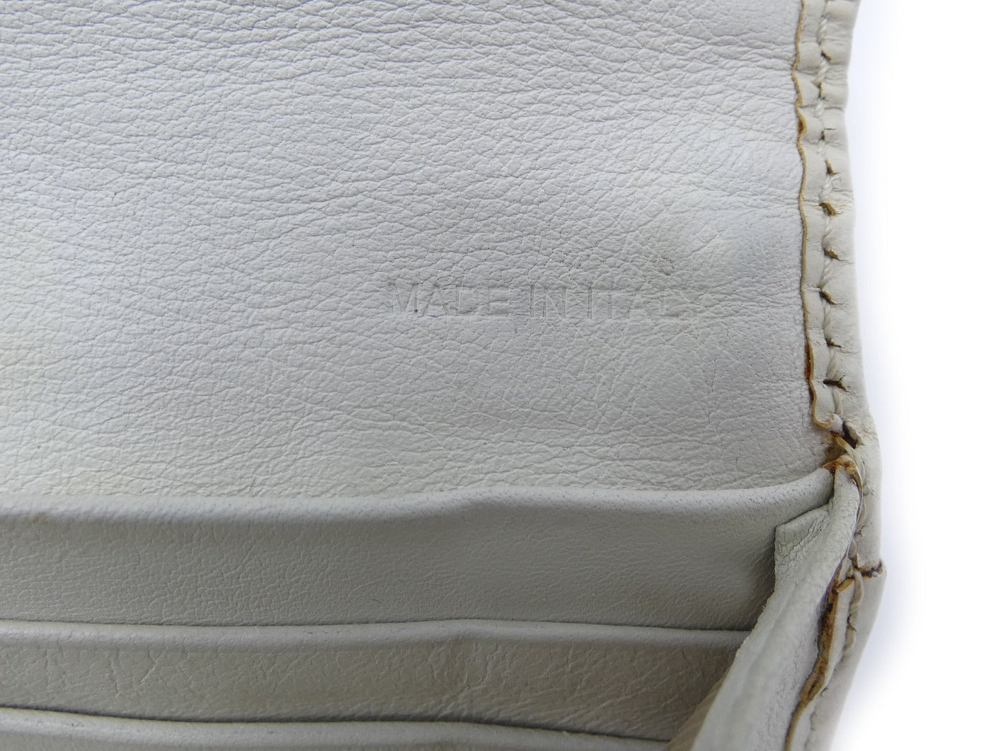 Burberry White Leather Studded Long Wallet