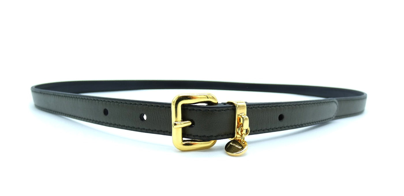 Miu Miu Dark Olive Leather Skinny Belt Belt Miu Miu