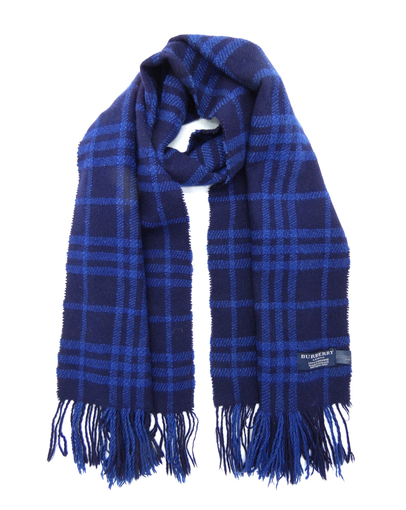 Burberry Cashmere House Check Navy Blue Tonal Scarf