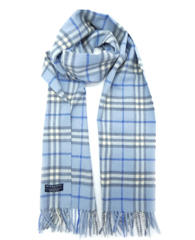 Burberry Cashmere and Wool House Check Light Blue and White Scarf Scarf Burberry