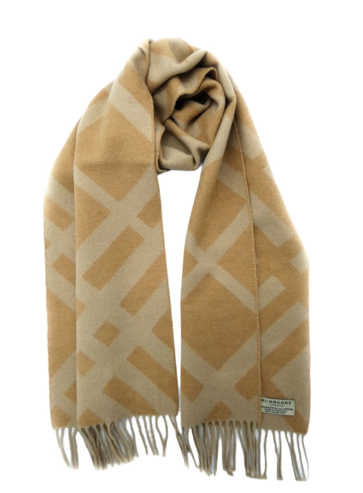 Burberry Cashmere and Merino Giant Nova Check Camel Scarf