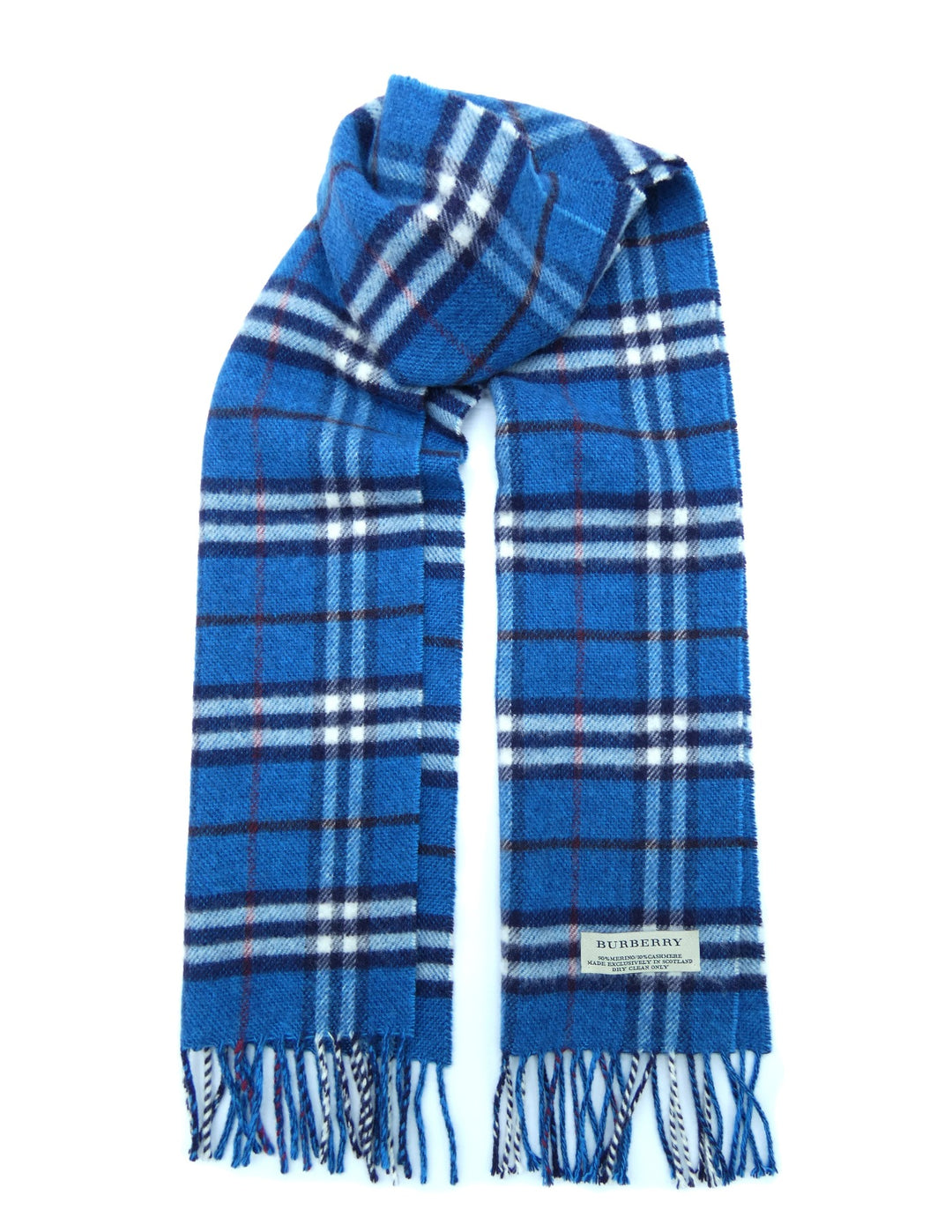 Burberry Wool and Cashmere House Check Blue and White Scarf Occhi Azzurri