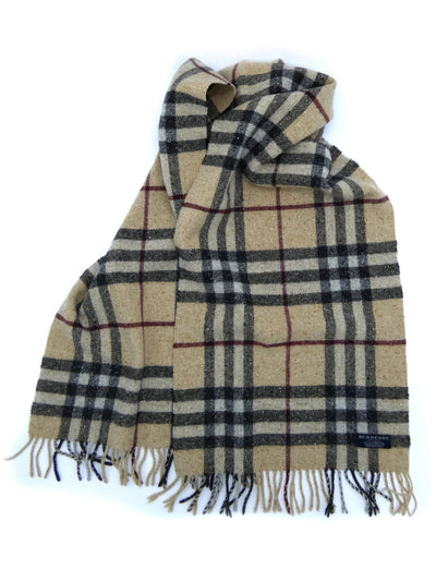 Burberry Bobbled Lambswool Classic Nova Check Camel Scarf Scarf Burberry