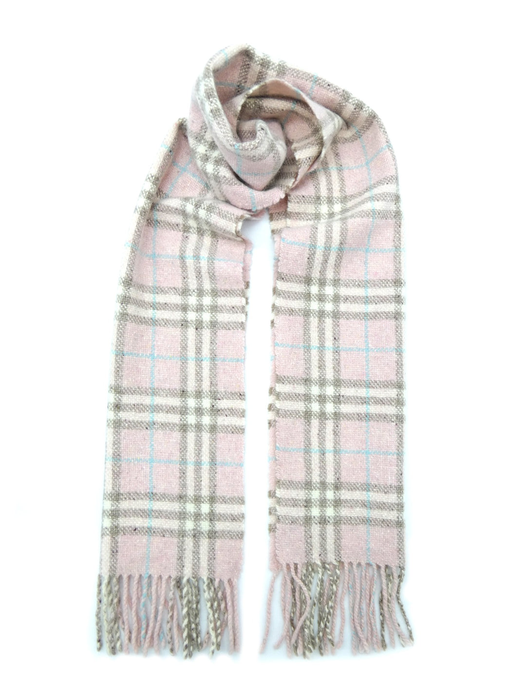 Burberry Wool Angora and Cashmere House Check Pink Scarf Occhi Azzurri