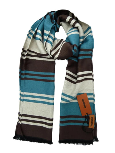 Missoni Turquoise and Brown Striped Scarf