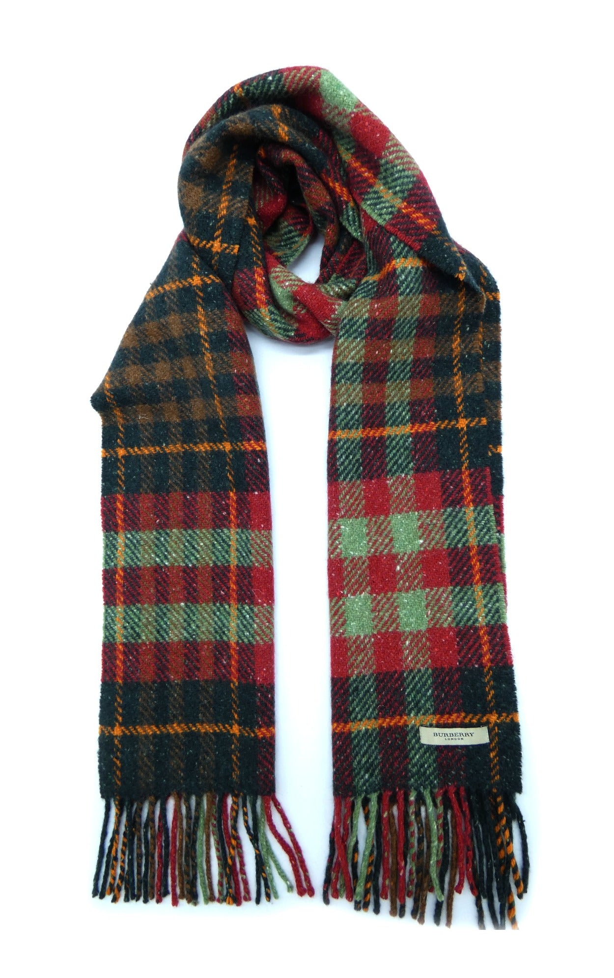 Burberry Merino Wool Angora and Cashmere Plaid Red Scarf Scarf Burberry