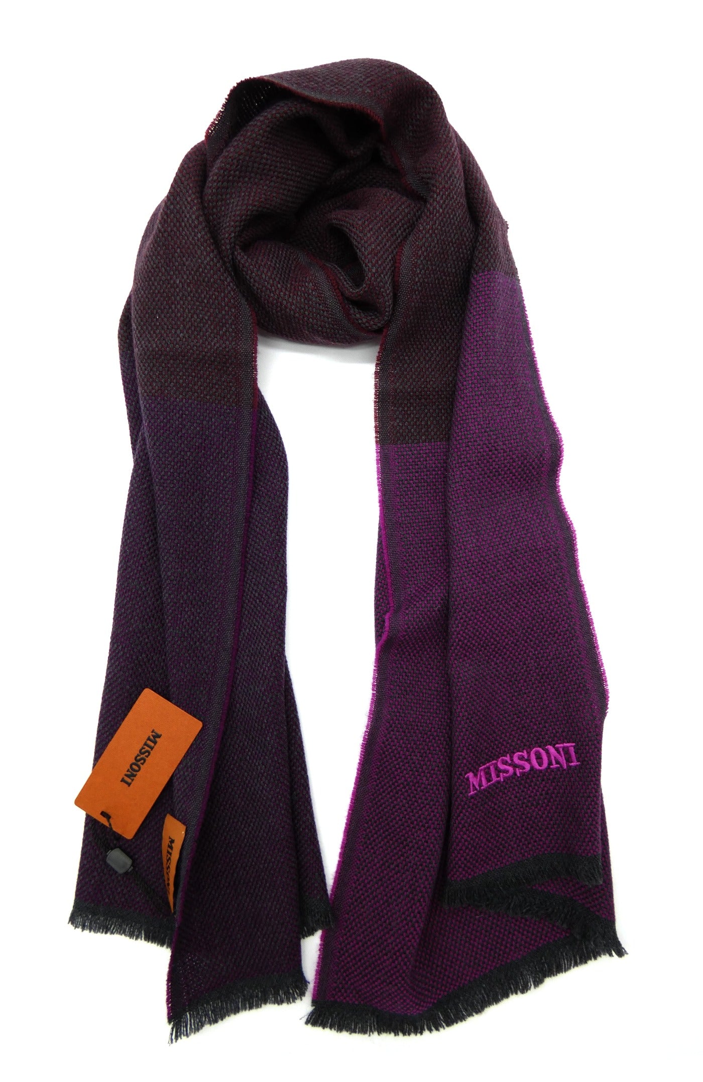 Missoni Deep Purple and Grey Wool Scarf Scarf Missoni