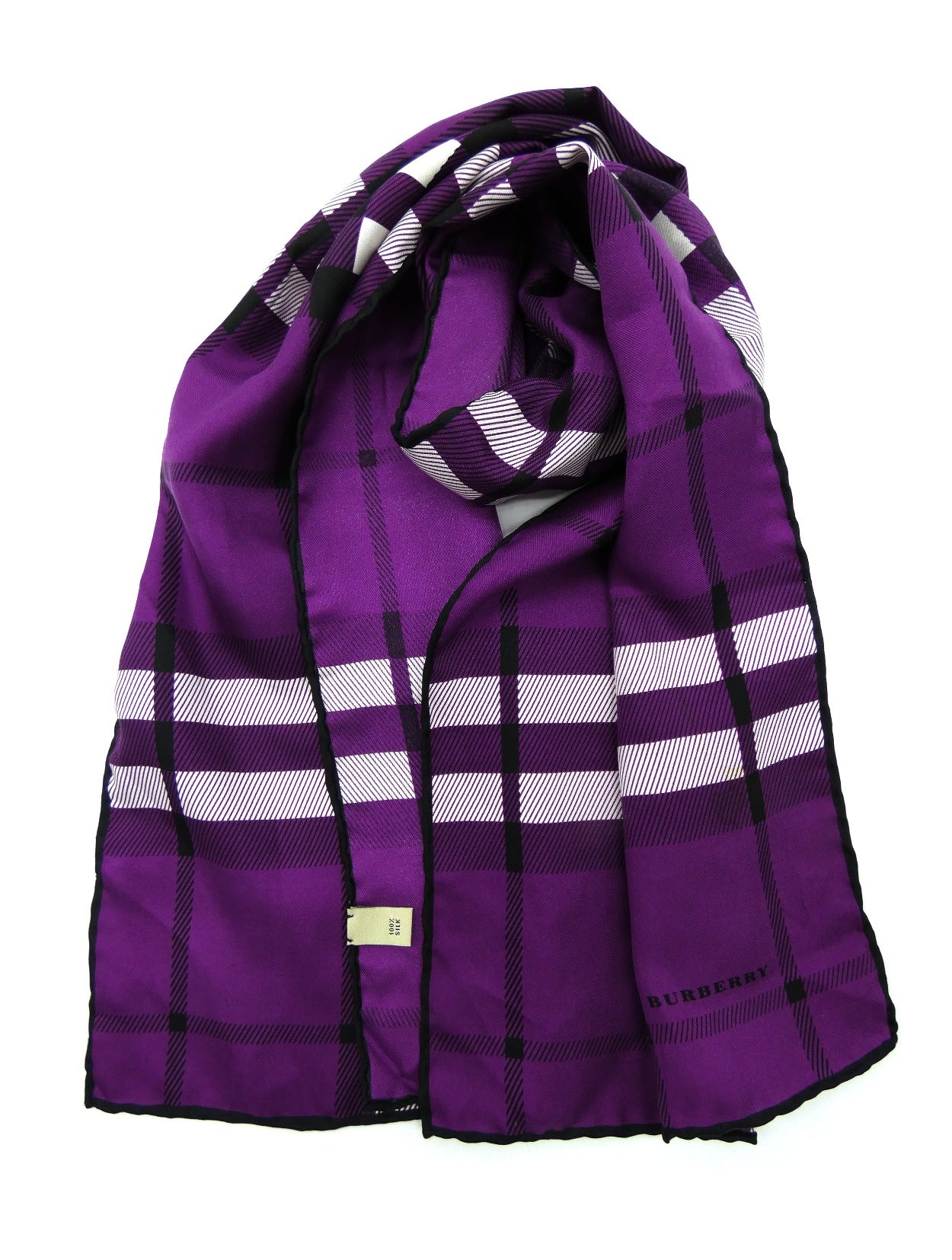 Burberry Silk Classic Nova Check Purple Scarf Scarf Burberry