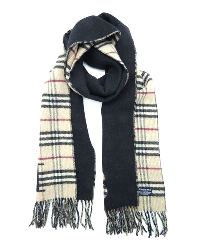 Burberry Wool and Cashmere Nova Check and Black Reversible Scarf Scarf Burberry