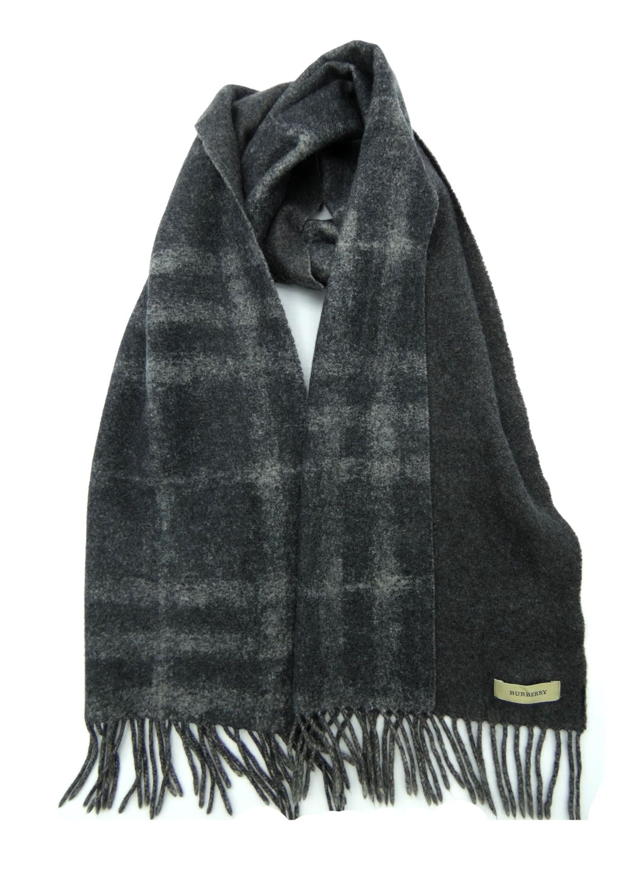 Burberry Cashmere and Wool Giant Nova Check Grey Scarf