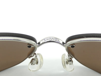 Chanel Brown Camellia Flower Rimless CC Sunglasses 4135