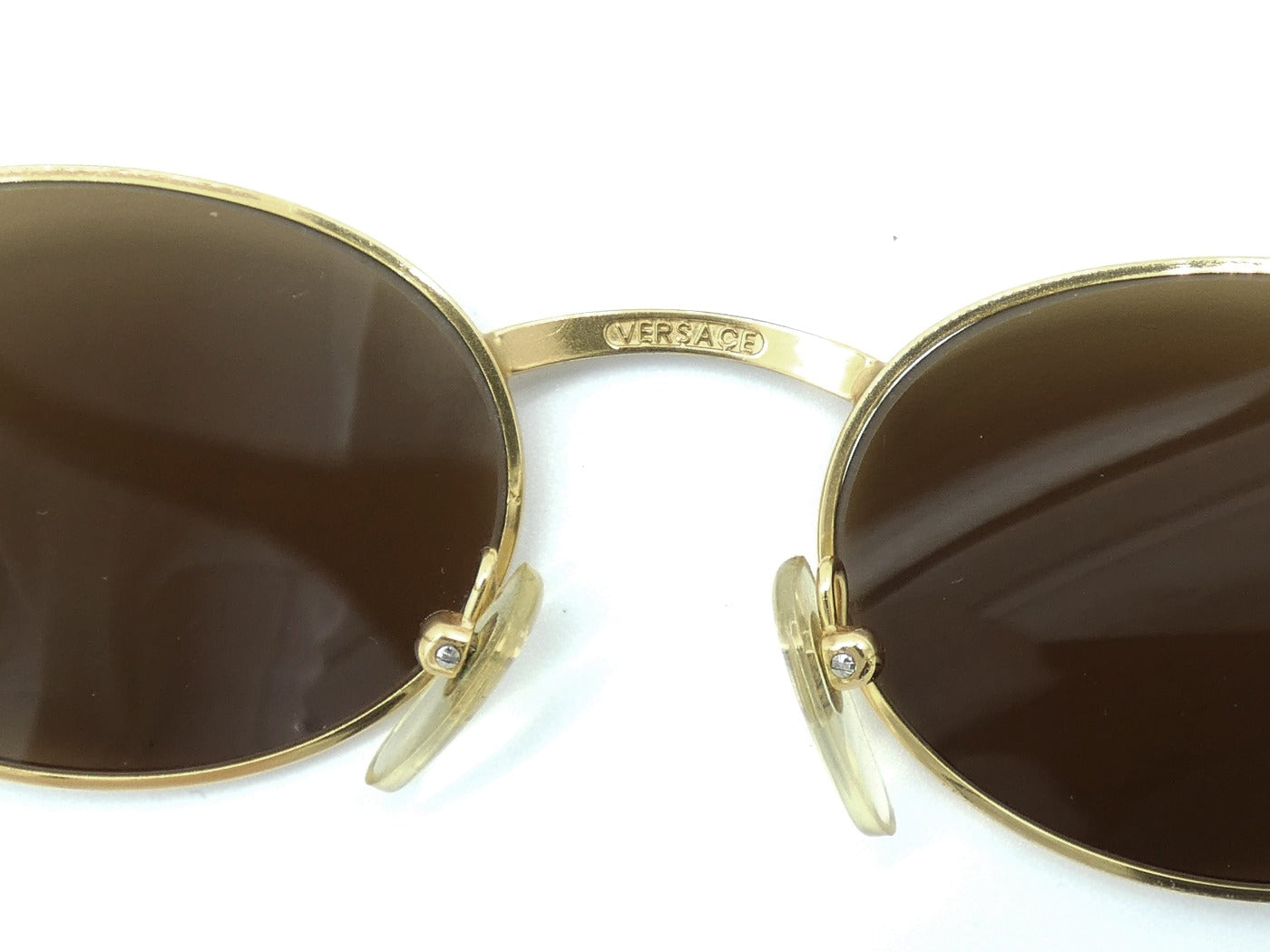 Gianni Versace Vintage Oval Sunglasses with Greek Key Arms Sunglasses Gianni Versace