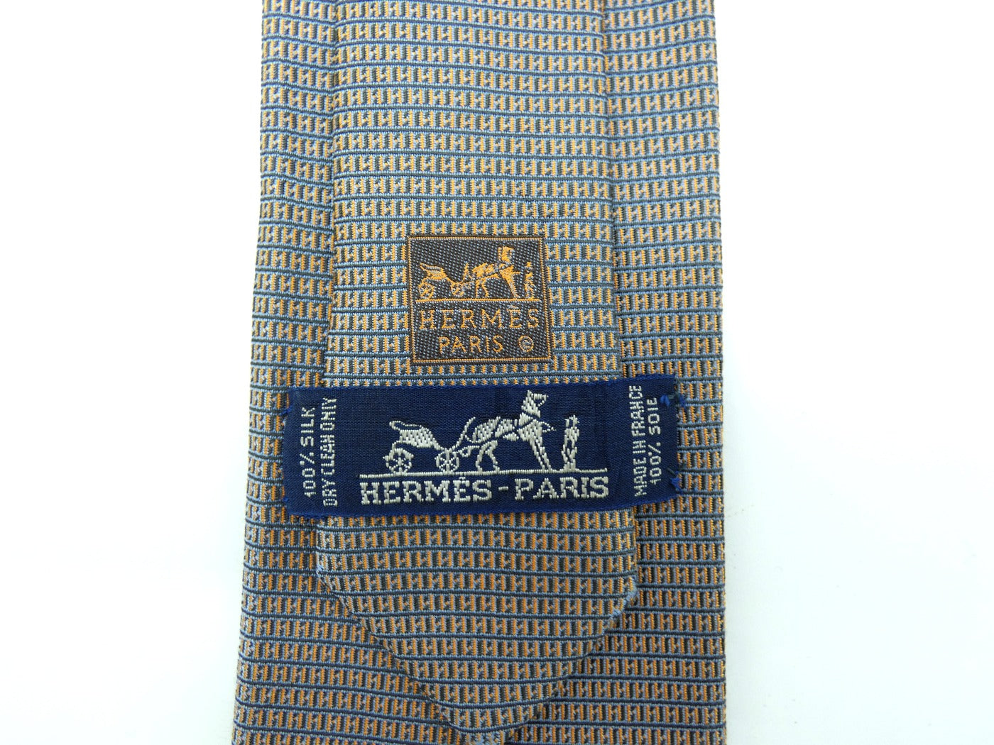 Hermès Salmon and Ice Blue H Graphic Silk Tie