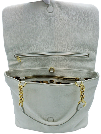 Dolce & Gabbana Convertible Ivory Leather Flap Bag