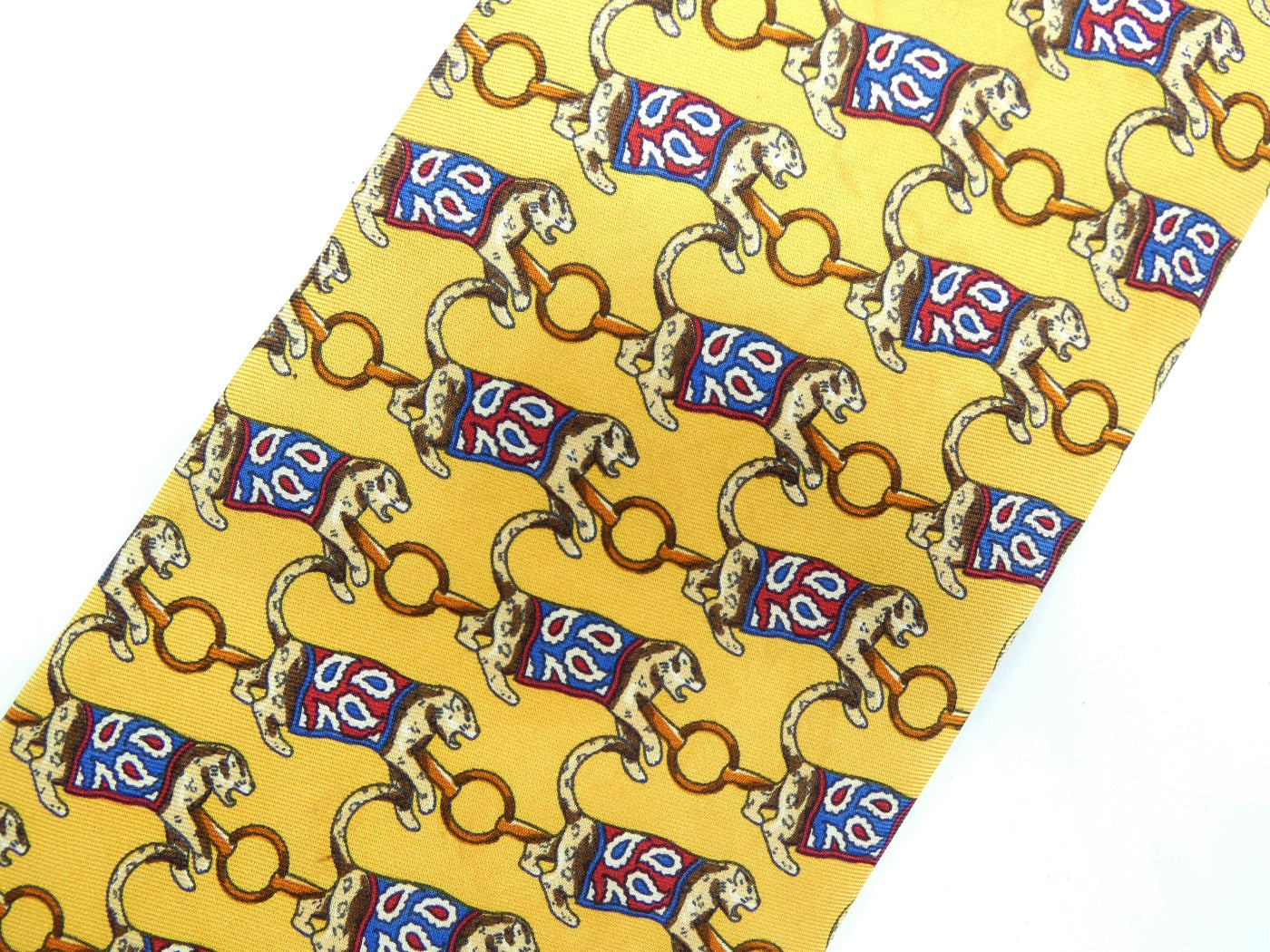 Fendi Vintage Graphic Leopard Circus Print Silk Tie