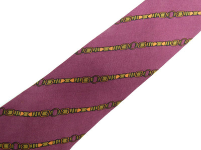 Hermès Maroon with Sage and Gold Belts Graphic Silk Tie