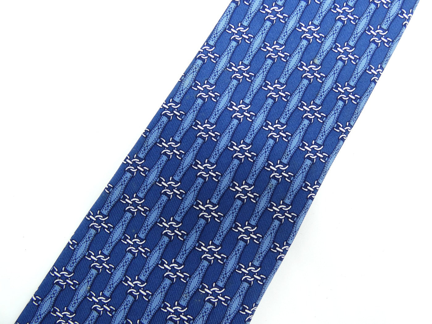 Hermès Blue Chain-link Graphic Silk Tie