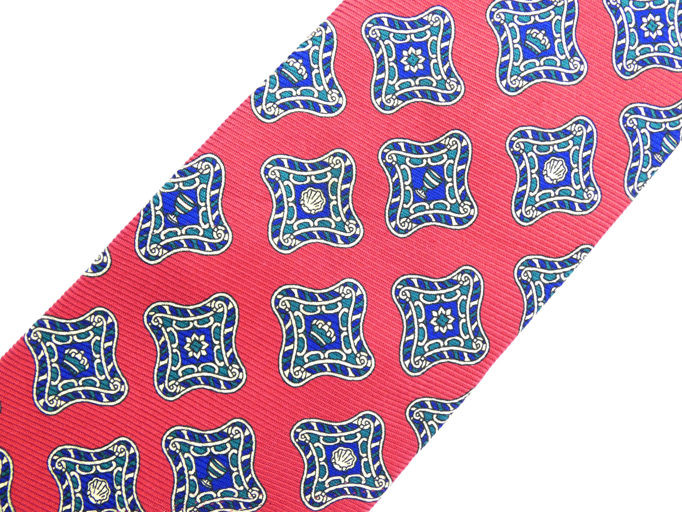 Burberrys Vintage Red and Navy Graphic Print Silk Tie