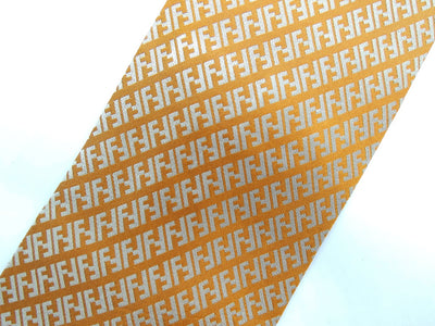 Fendi Graphic Orange and Silver FF Monogram Silk Tie