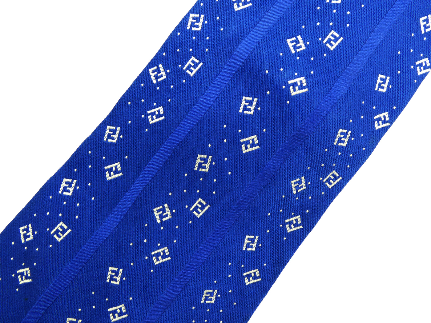 Fendi Vintage Blue Stripe Silk Tie Ties Fendi