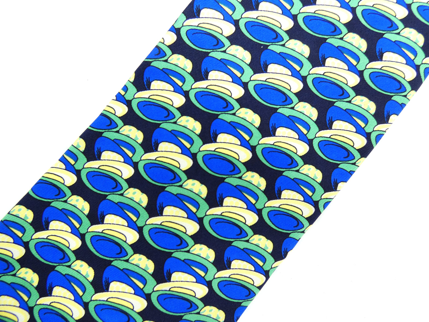 Fendi Vintage Blue Hats Silk Tie