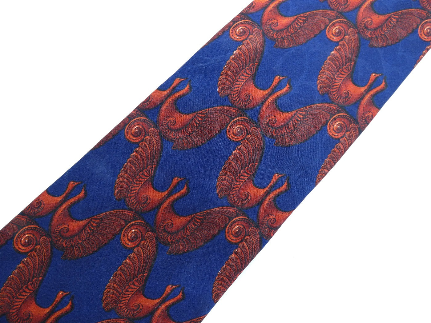 Lanvin Royal Blue and Bordeaux Bird Graphic Silk Tie Ties Lanvin