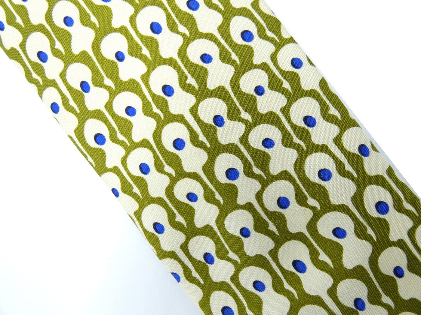 Gucci Vintage Sage and Blue Dot Guitar Graphic Silk Tie Ties Gucci