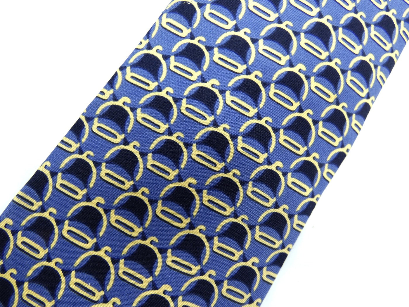 Gucci Vintage Dark and Light Blue Stirrup Silk Tie Ties Gucci