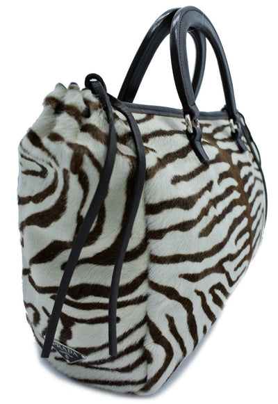 Prada Zebra Pony Medium Handle Bag