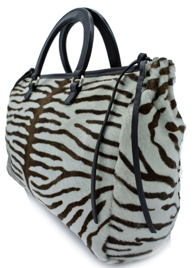 Prada Zebra Pony Medium Handle Bag