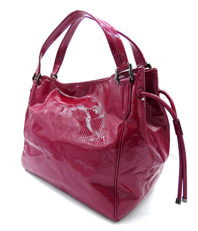 Burberry Large Raspberry Patent Check Embossed Bilmore Handbag